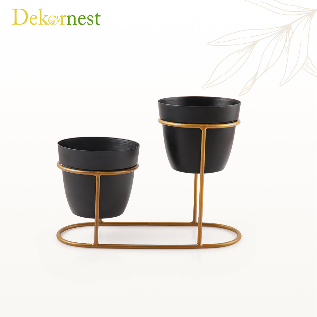 Dekornest Double Pot with Golden stand (1302B)