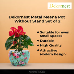 Dekornest Metal Meena Pot  Without Stand Set of 2 (1271)