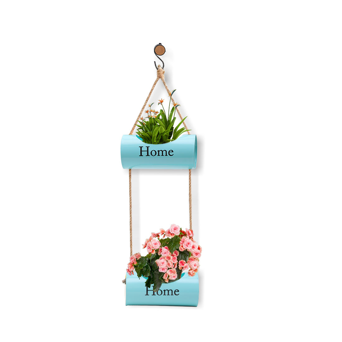 Dekornest  Iron Double Hanging Planter With Jute Rope (DH1)