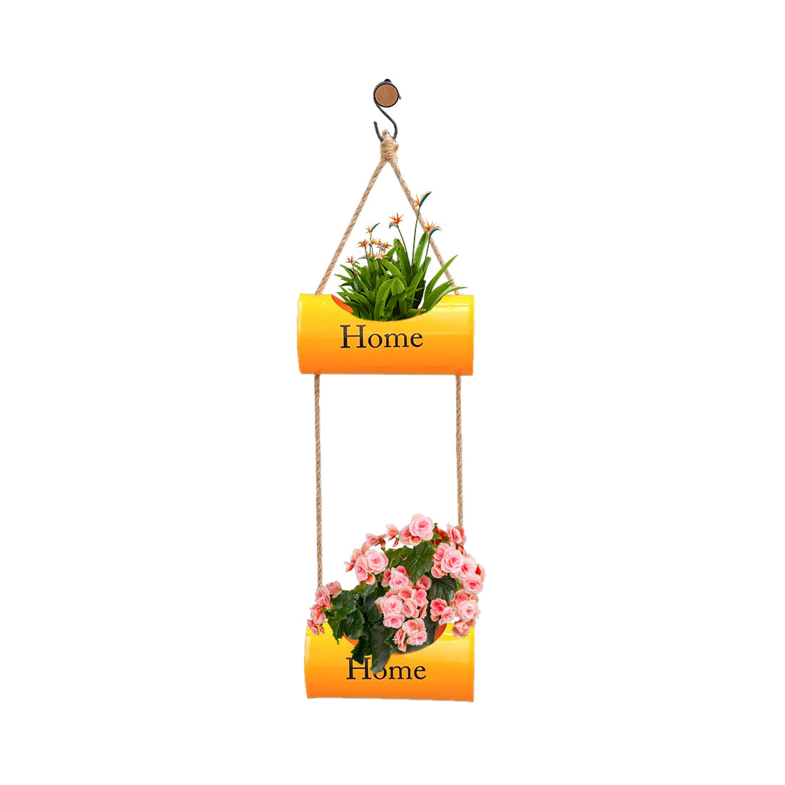 Dekornest  Iron Double Hanging Planter With Jute Rope (DH1)