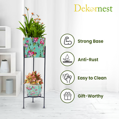 Dekornest Iron Two Pot Set with Stand (1005)